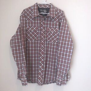 Wrangler 20X Competition Men’s XXL Light Gray and Peach Western Shirt with snaps